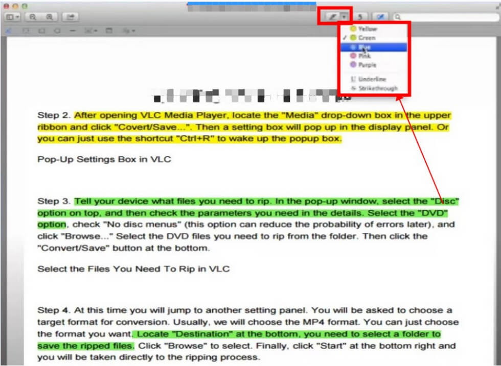 Change the Highlighting Color in the PDF via Preview