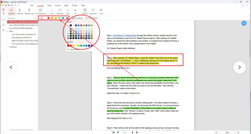 Change Highlighting Color in PDFgear