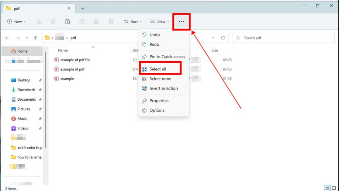 Select All the PDF Files in the Folder