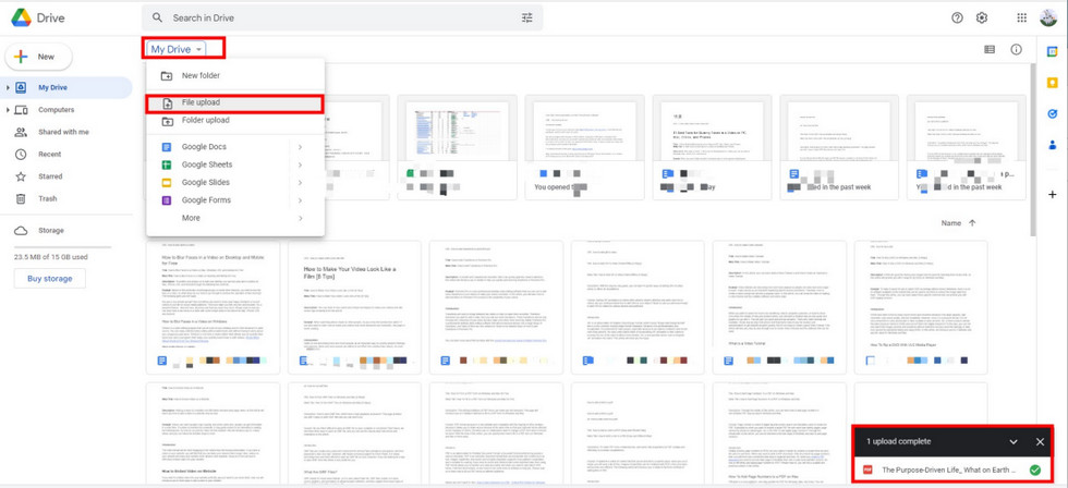 Upload PDF to Google Drive