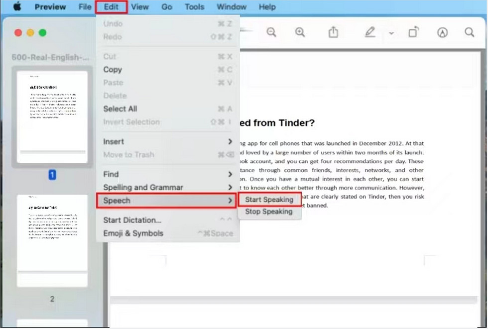 Read PDF Aloud in Preview