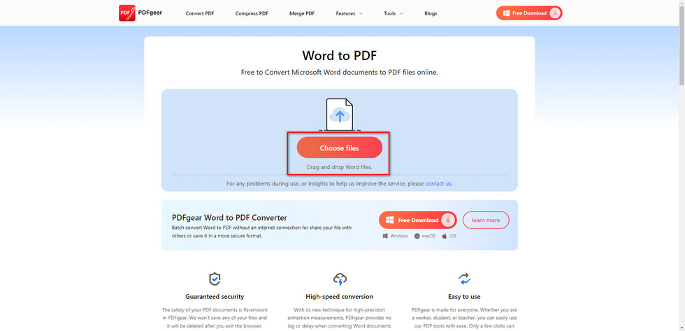 Convert Word to PDF by PDFgear
