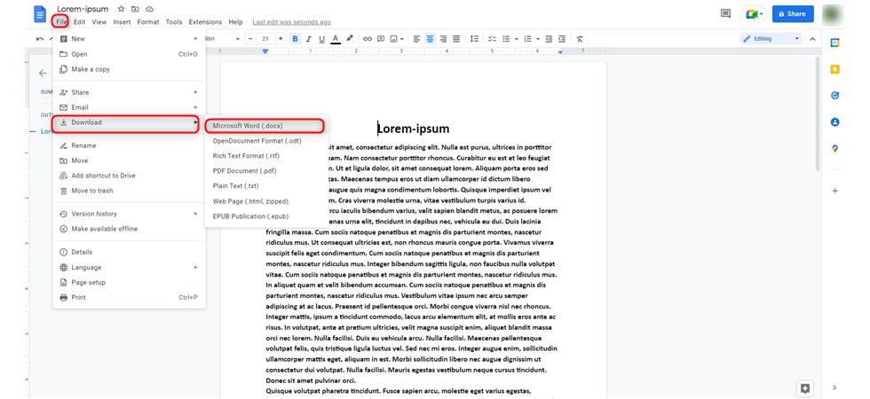 Download the Microsoft Word on Google