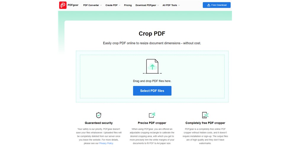 PDFgear Crop PDF Tool
