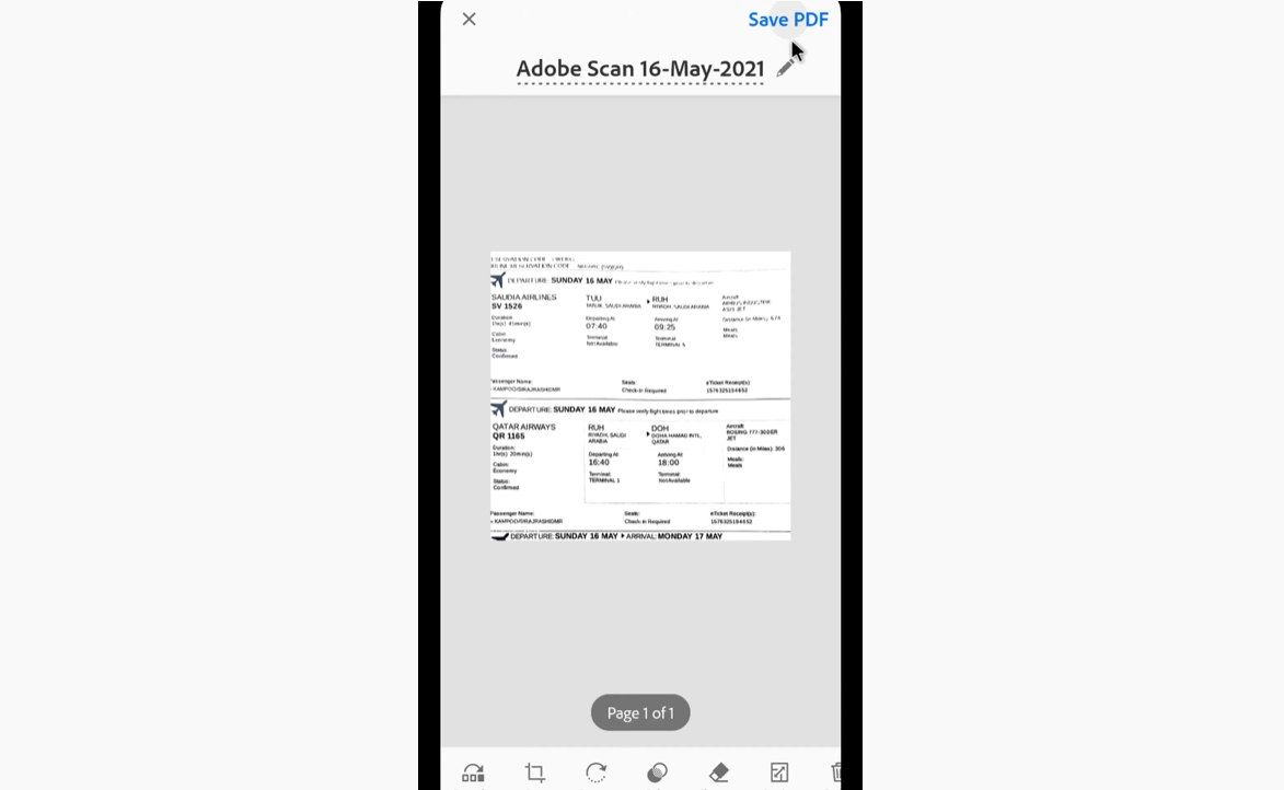 Save PDF in Adobe Scan