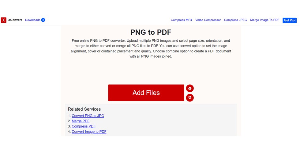 XConvert Online PNG to PDF Converter