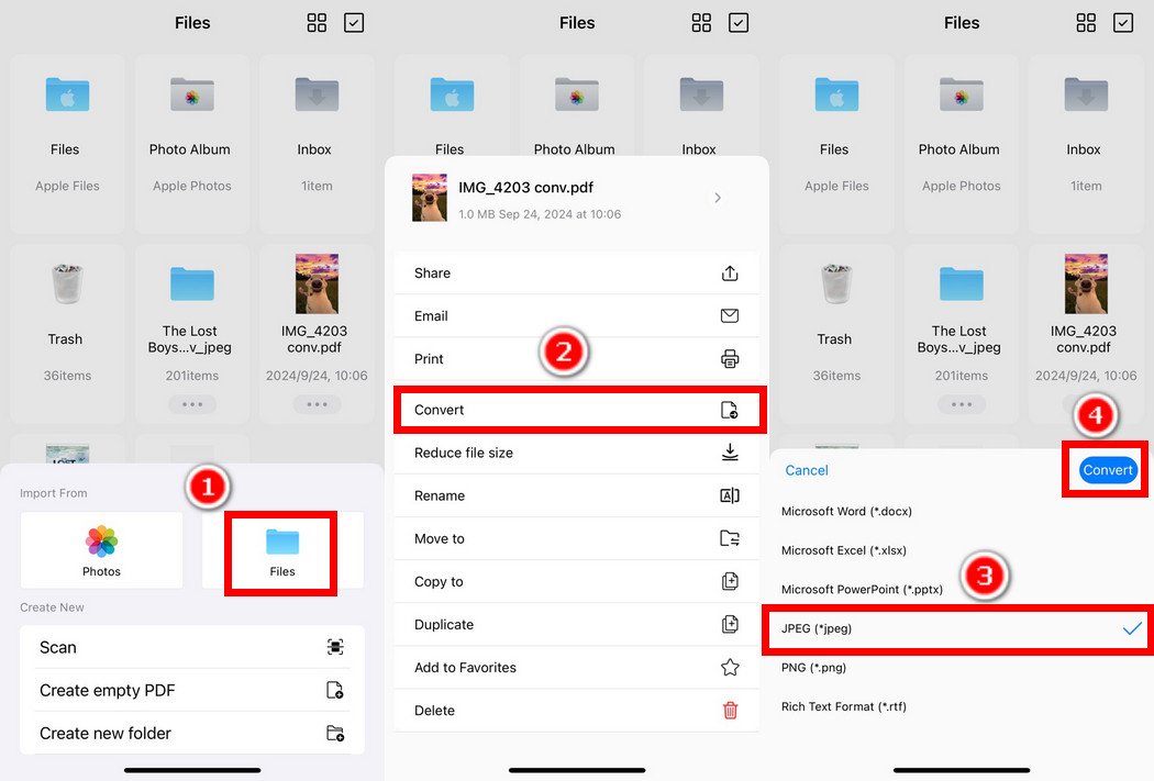 在iPhone上使用PDFgear将PDF转换为JPG