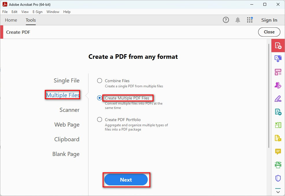 Create Multiple PDF Files