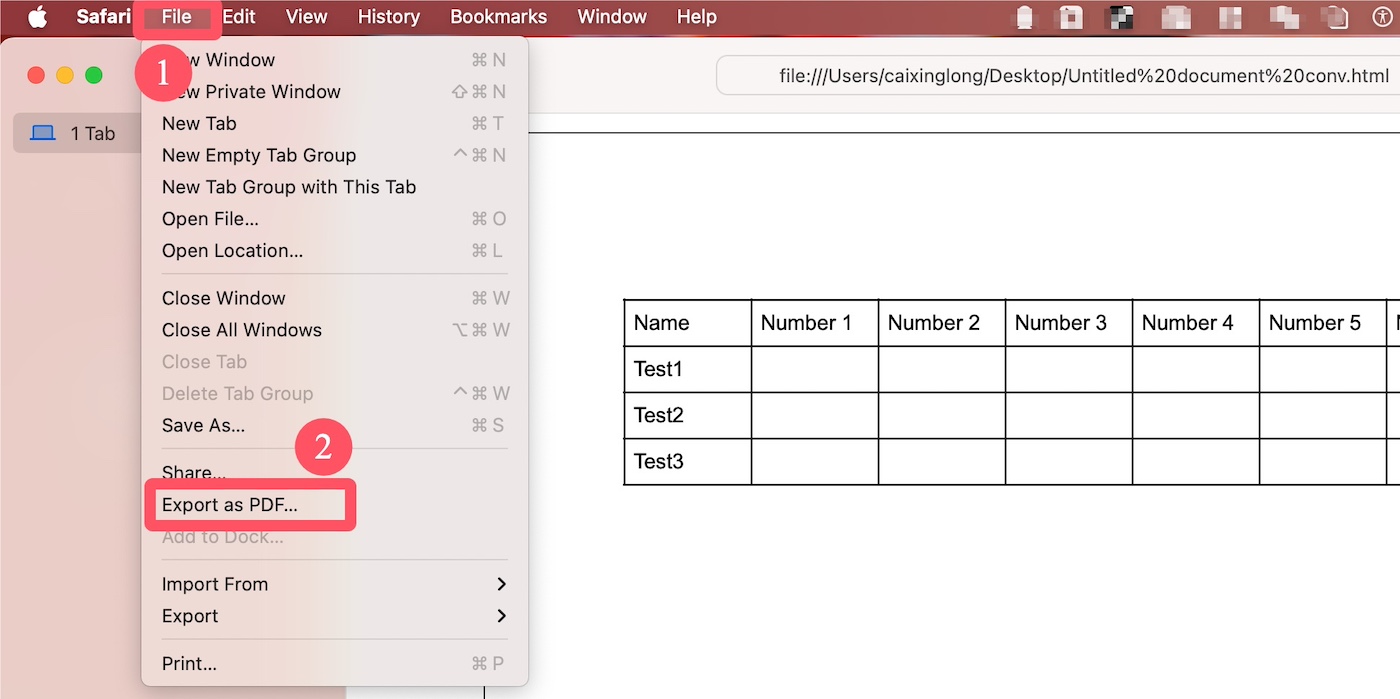Export HTML as PDF on Mac in Safari