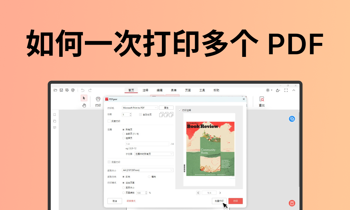 如何一次性打印多个PDF文件