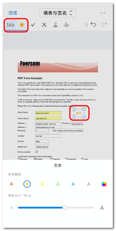 向 PDF 表单添加文本