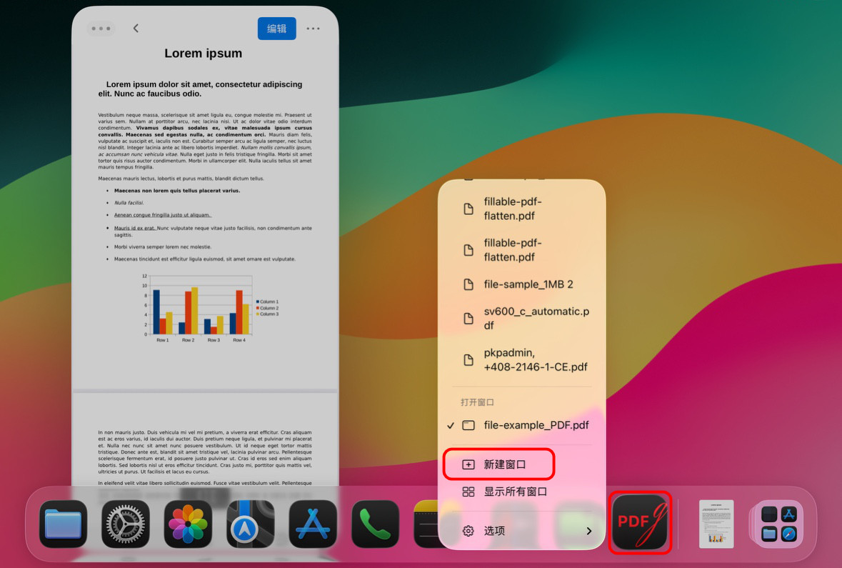 在 iPad 上打开新的 PDFgear 窗口