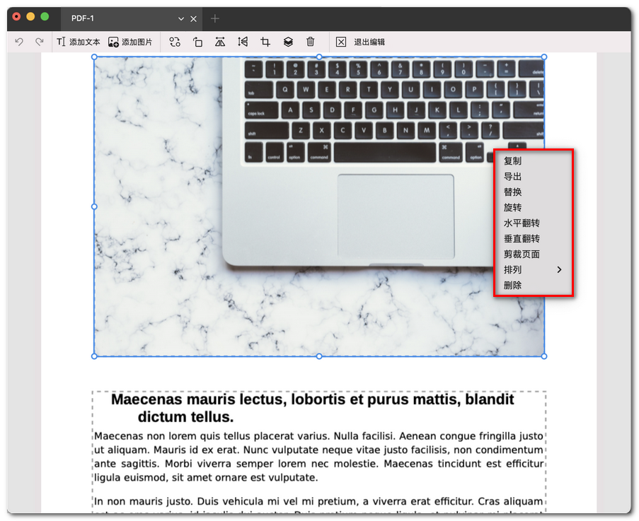 编辑 PDF 中的图片